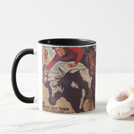 Vintager Western Rodeo Cowboy Steer Wrestling Rode Tasse