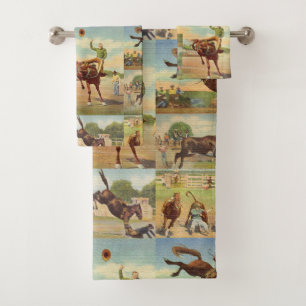 Vintager Western Rodeo Events Cowboys Pferdebullen Badhandtuch Set