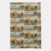 Vintager Western Rodeo Events Cowboys Pferdebullen Geschirrtuch (Vertikal)