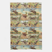 Vintager Western Rodeo Events Cowboys Pferdebullen Geschirrtuch (Vertikal)