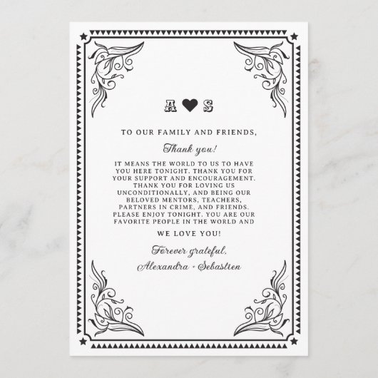 Vintager Western Rustikale, einfache Hochzeit Menükarte (Rückseite)