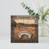 Vintager Western Rustikale Hochzeitsreise Einladung (Stehend Vorderseite)