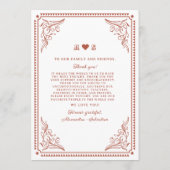 Vintager Western Rustikale Terracotta Hochzeit Menükarte (Rückseite)