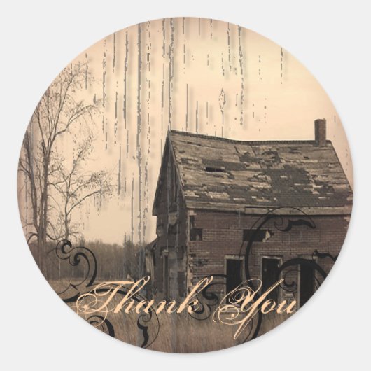 Vintager Western Rustikaler Bauernhof Hochzeit Runder Aufkleber (Vorderseite)