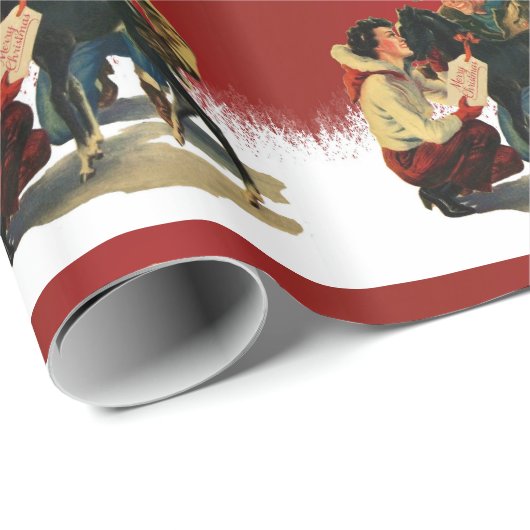 Vintager Western zu Weihnachten Geschenkpapier (Rolleneckpunkt)