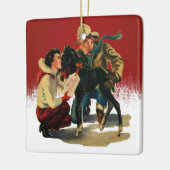 Vintager Western zu Weihnachten Keramikornament (Links)