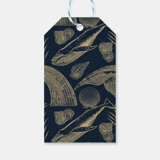 Vintager Whale Blue Geschenkanhänger (Rückseite)