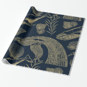 Vintager Whale Blue Geschenkpapier (Ungerollt)
