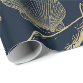 Vintager Whale Blue Geschenkpapier (Rolleneckpunkt)