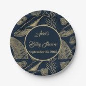 Vintager Whale Blue Pappteller (Vorderseite)