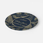 Vintager Whale Blue Pappteller (Schrägansicht)