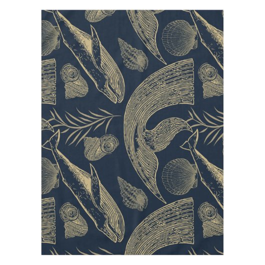 Vintager Whale Blue Tischdecke (Vorderseite)