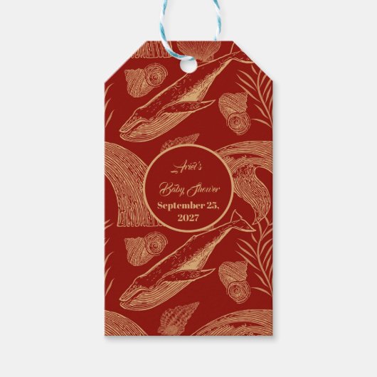 Vintager Whale Rot Geschenkanhänger (Vorderseite)