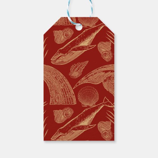 Vintager Whale Rot Geschenkanhänger (Rückseite)