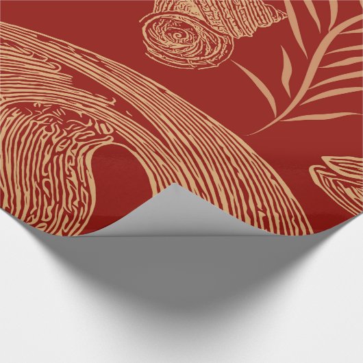 Vintager Whale Rot Geschenkpapier (Ecke)
