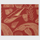 Vintager Whale Rot Geschenkpapier (Flach)