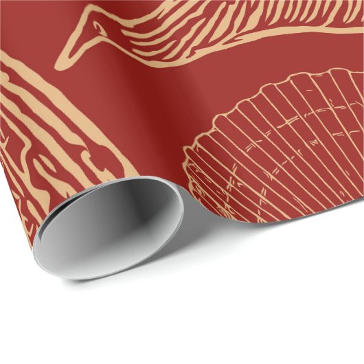 Vintager Whale Rot Geschenkpapier (Rolleneckpunkt)