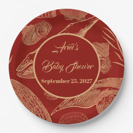 Vintager Whale Rot Pappteller (Vorderseite)