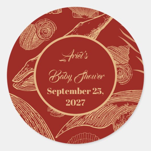 Vintager Whale Rot Runder Aufkleber (Vorderseite)