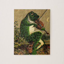 Vintager Whimsical Romantischer Frosch mit Geige Puzzle