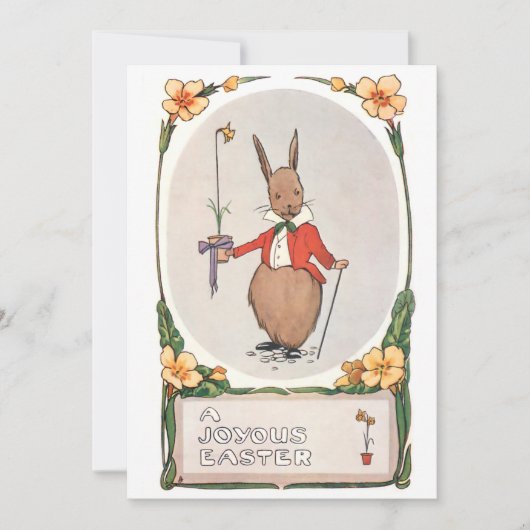 Vintager Whimsischer Osterhase Feiertagskarte (Vorderseite)