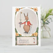 Vintager Whimsischer Osterhase Feiertagskarte (Stehend Vorderseite)