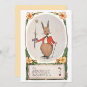 Vintager Whimsischer Osterhase Feiertagskarte (Vorne/Hinten)