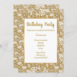 VINTAGER WHITE LACE GOLD JEDEN ANLASS GEBURTSTAG EINLADUNG