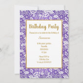 VINTAGER WHITE LACE GOLD JEDEN ANLASS GEBURTSTAG EINLADUNG (Vorderseite)