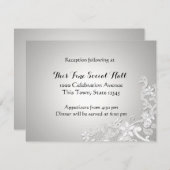 Vintager White Lace Wedding Empfang Silver Begleitkarte (Vorne/Hinten)