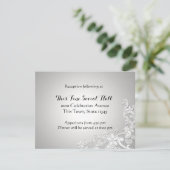 Vintager White Lace Wedding Empfang Silver Begleitkarte (Stehend Vorderseite)