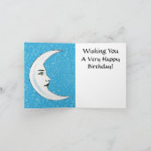 Vintager White Moon Face White Stars Geburtstag Karte (Innenseite)