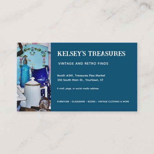 Vintager Wiederverkauf oder Flohmarktanbieter jede Visitenkarte (Vorderseite)