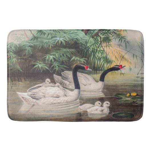 Vintager Wild Black Necked Swan Badematte (Vorderseite)