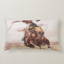 Vintager wilder Westcowboy auf sträubendem Lendenkissen