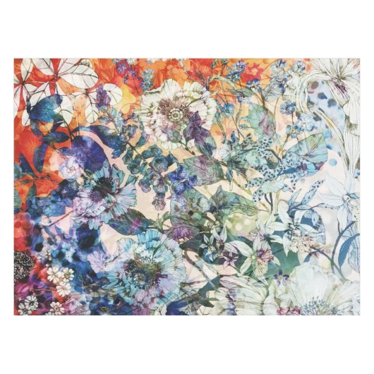 Vintager Wildfrühling Botanisches Blumenblut Tischdecke (Vorderseite (Horizontal))