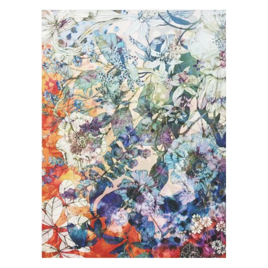 Vintager Wildfrühling Botanisches Blumenblut Tischdecke (Vorderseite)