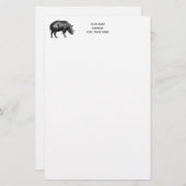 Vintager Wildschwein Zeichnend BW Briefpapier (Vorne/Hinten)