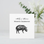 Vintager Wildschwein Zeichnend BW Einladung (Stehend Vorderseite)