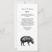 Vintager Wildschwein Zeichnend BW Einladung (Rückseite)