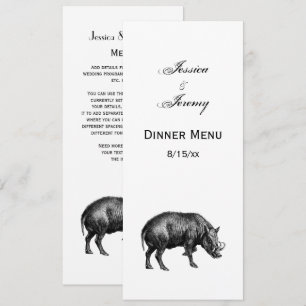 Vintager Wildschwein Zeichnend BW Einladung