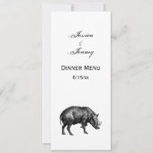 Vintager Wildschwein Zeichnend BW Einladung (Vorderseite)
