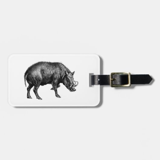 Vintager Wildschwein Zeichnend BW Gepäckanhänger (Vorderseite horizontal)