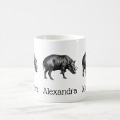 Vintager Wildschwein Zeichnend BW Kaffeetasse (Mittel)