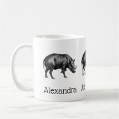 Vintager Wildschwein Zeichnend BW Kaffeetasse (Links)