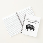 Vintager Wildschwein Zeichnend BW Notizbuch (Innenseite)