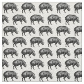 Vintager Wildschwein Zeichnend BW Stoff (Muster)