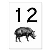 Vintager Wildschwein Zeichnend BW Tischnummer (Rückseite)