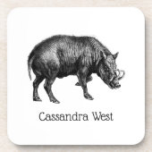Vintager Wildschwein Zeichnend BW Untersetzer (Vorderseite)