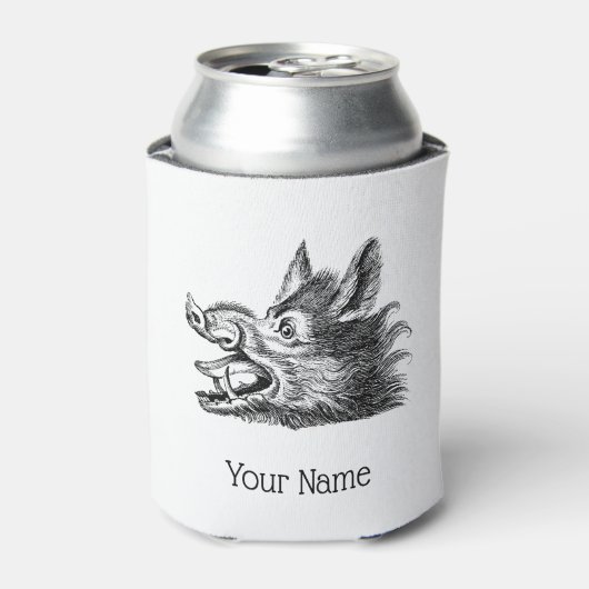 Vintager Wildschweinkopf Zeichne BW Dosenkühler (Kanne Vorderseite)